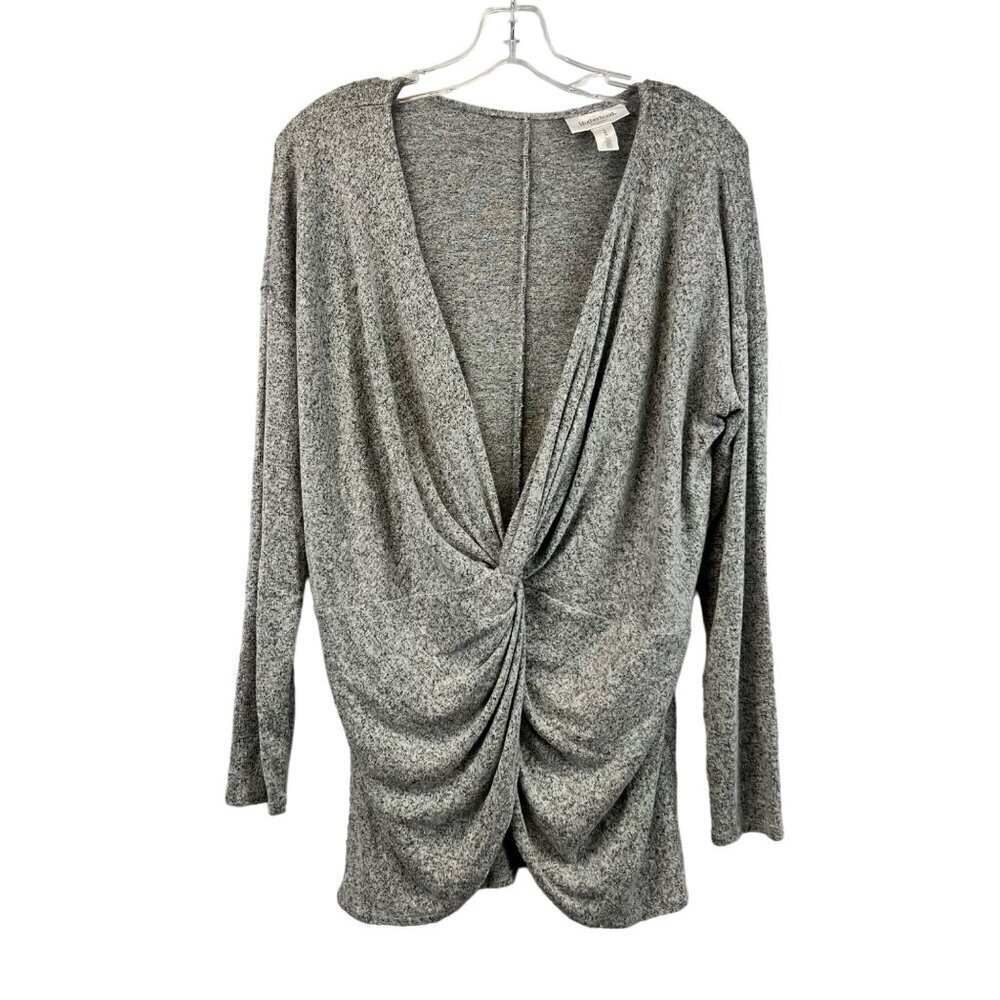 Motherhood Maternity Womens Long Sleeve Twisted Front Cardigan Gray Heathered M